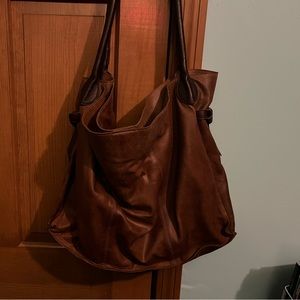 Free People WeThe Free Oversized Tote Like New Vegan Leather Brown